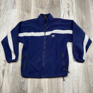 Vintage Helly Hansen Jacket Mens Small Blue White Full Zip Fleece‎ Sweater